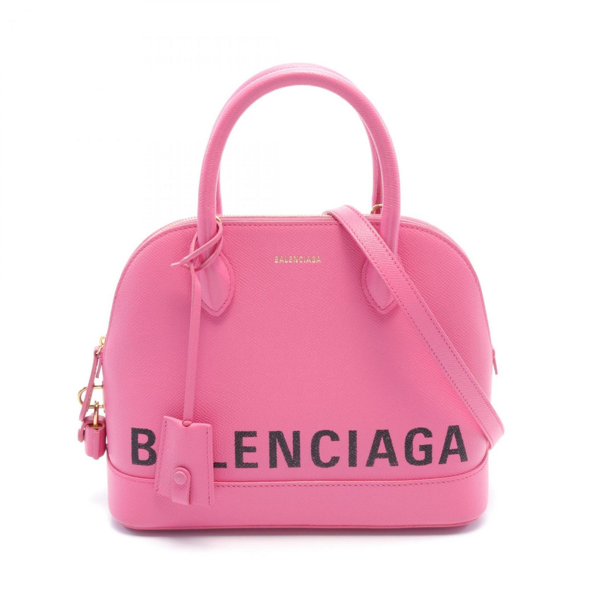 BALENCIAGA Ville Bag S Handbag Leather Women's Pink Black 518873