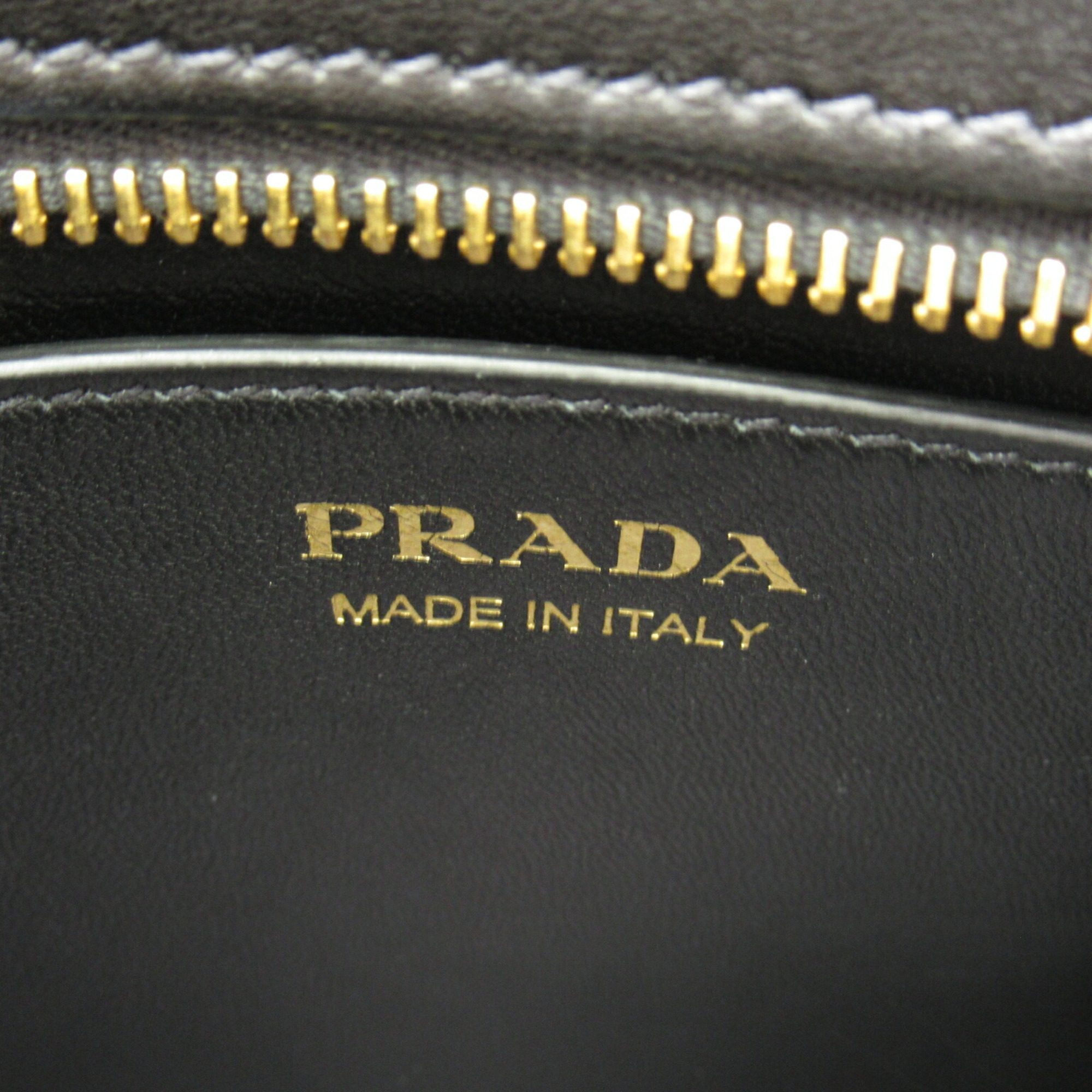 PRADA Shoulder Bag, Saffiano Leather, Women's, Grey, Black, 1BH043