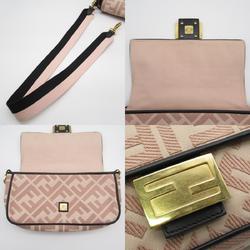 FENDI Mamma Bucket Shoulder Bag Leather Canvas Women's Pink Beige Black 8BR600