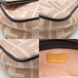 FENDI Mamma Bucket Shoulder Bag Leather Canvas Women's Pink Beige Black 8BR600