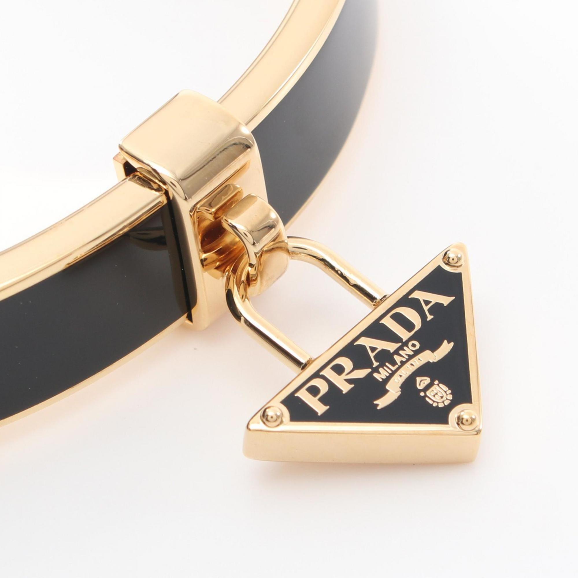 PRADA Triangle Bangle GP (Gold Plated) Enamel Women's Black Gold 1IB4402BA6F0J05