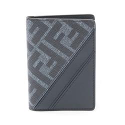 FENDI Diagonal Business Card Holder/Card Case Coated Canvas Leather Men's Navy 7M0349ASICF1O97