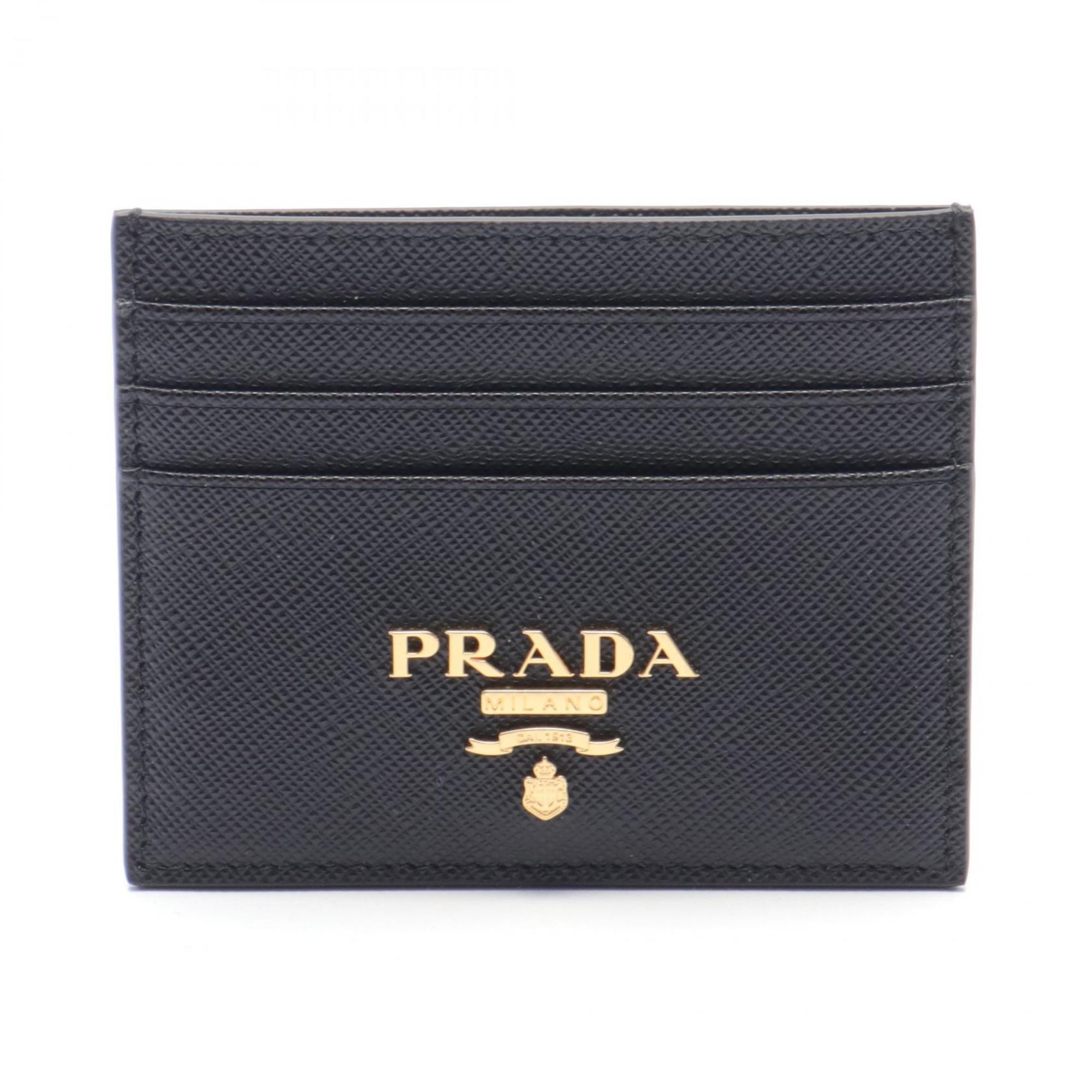 PRADA SAFFIANO PRINT Business Card Holder/Card Case Saffiano Leather Women's Black 1MC025QWAF0002