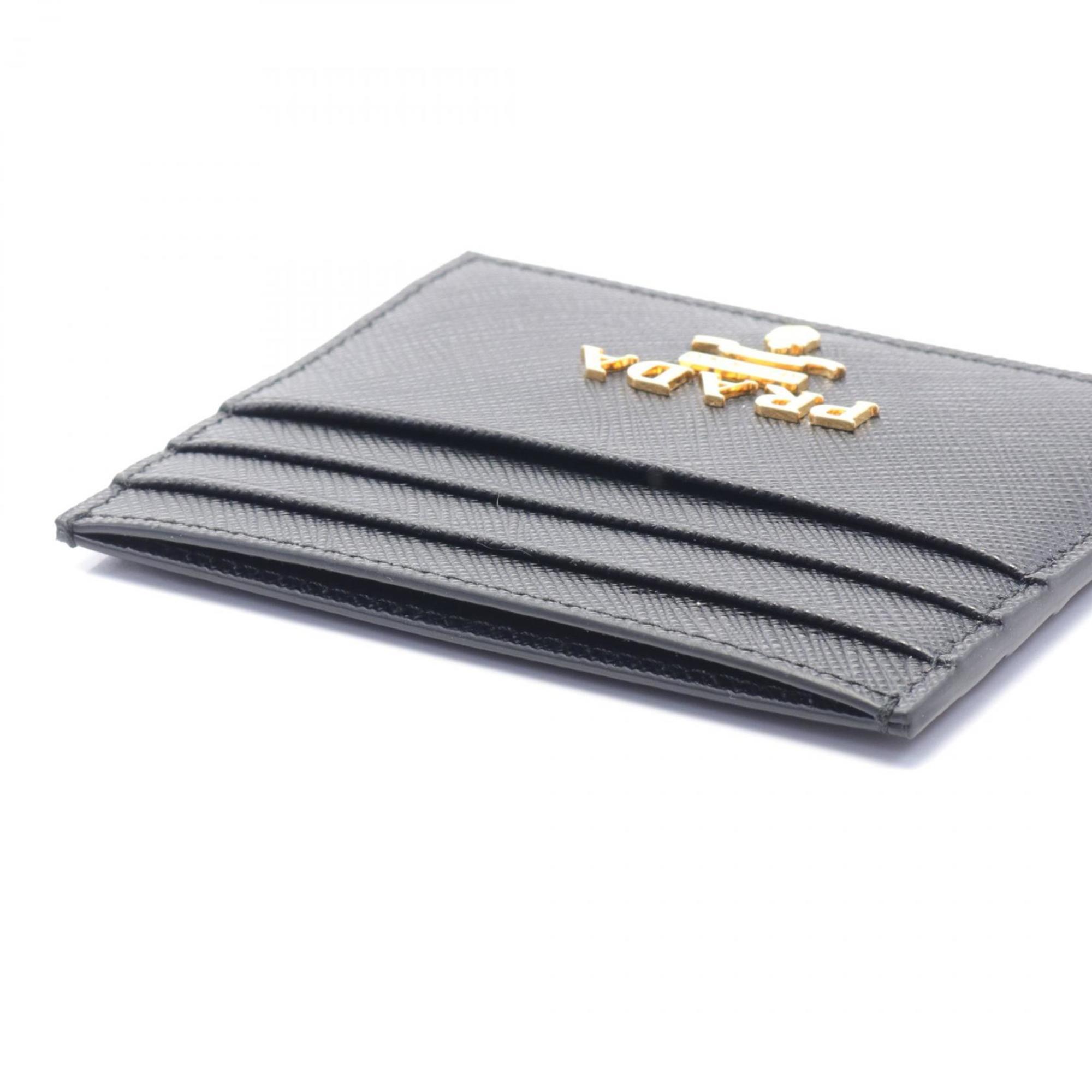 PRADA SAFFIANO PRINT Business Card Holder/Card Case Saffiano Leather Women's Black 1MC025QWAF0002