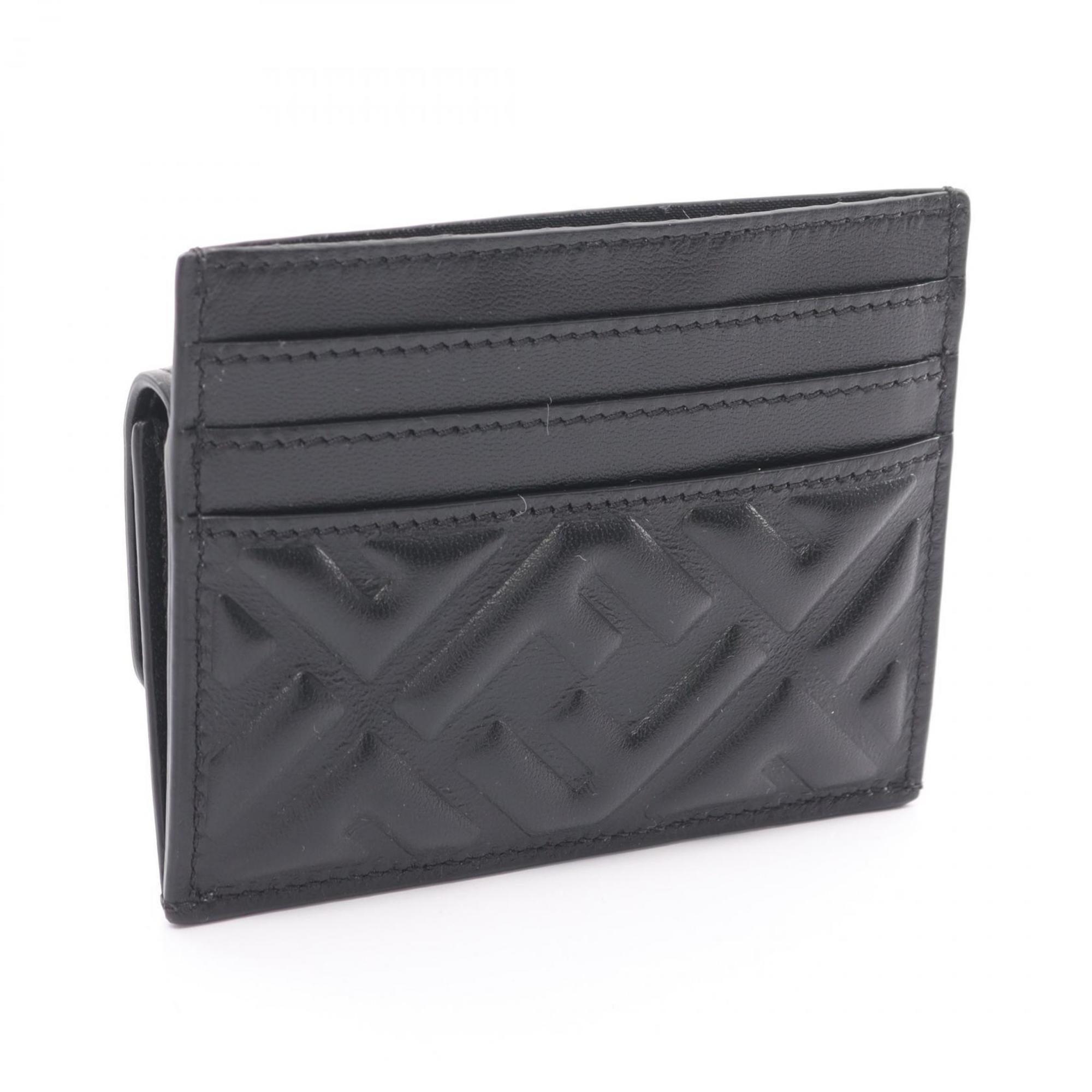 FENDI Baguette Business Card Holder/Card Case Leather Women's Black 8M0423AAJDF0KUR