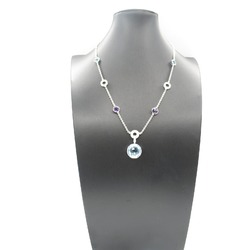 BVLGARI Parentesi Cocktail Blue Topaz Necklace K18WG (White Gold) Diamond Women's