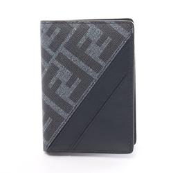 FENDI Diagonal Business Card Holder/Card Case Coated Canvas Leather Men's Navy 7M0349ASICF1O97