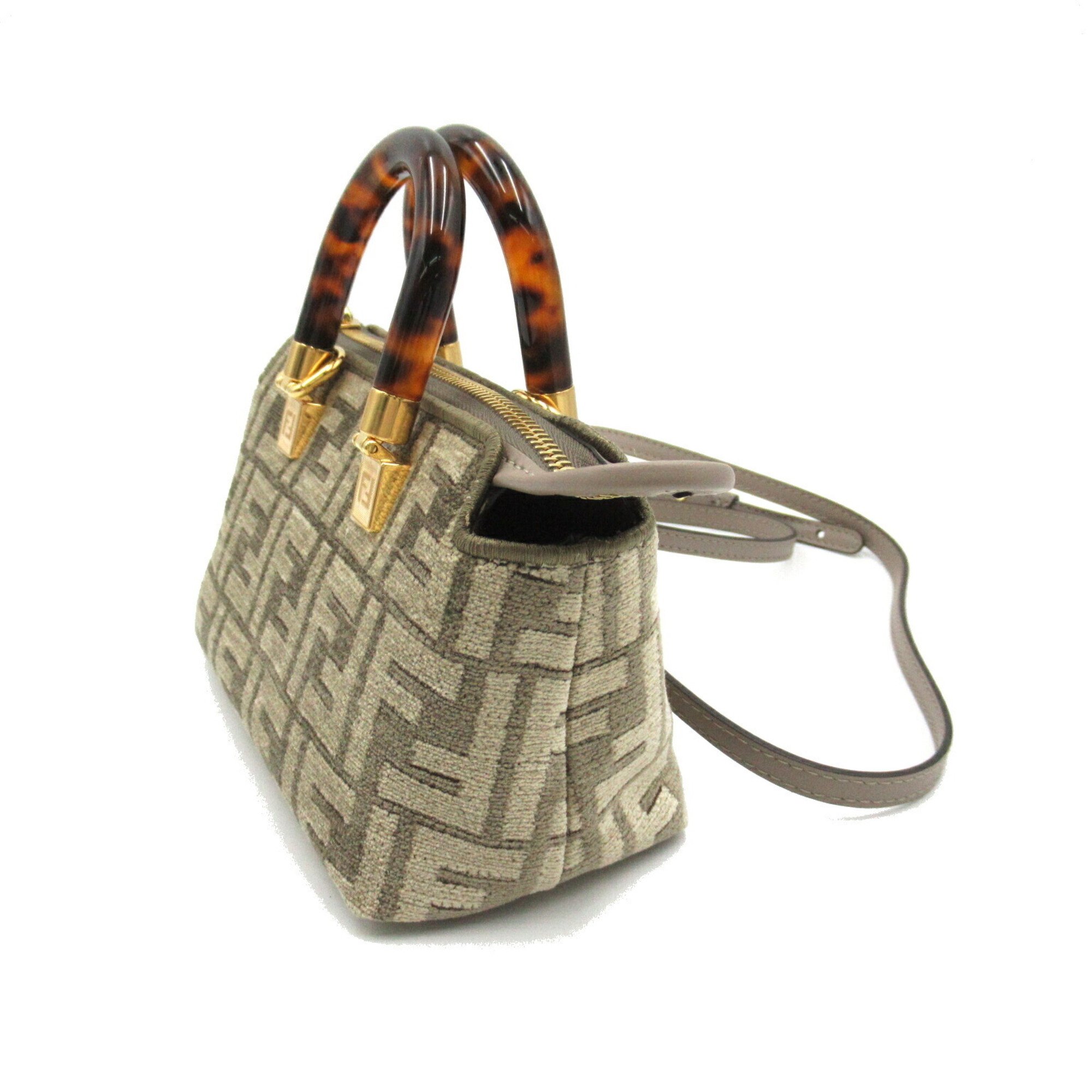 FENDI By the Way 2way Shoulder Bag, Velour, Women's, Beige