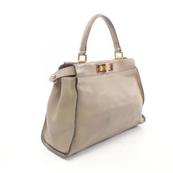 FENDI Peekaboo Regular Selleria Handbag Bag Leather Women's Beige 8BN290