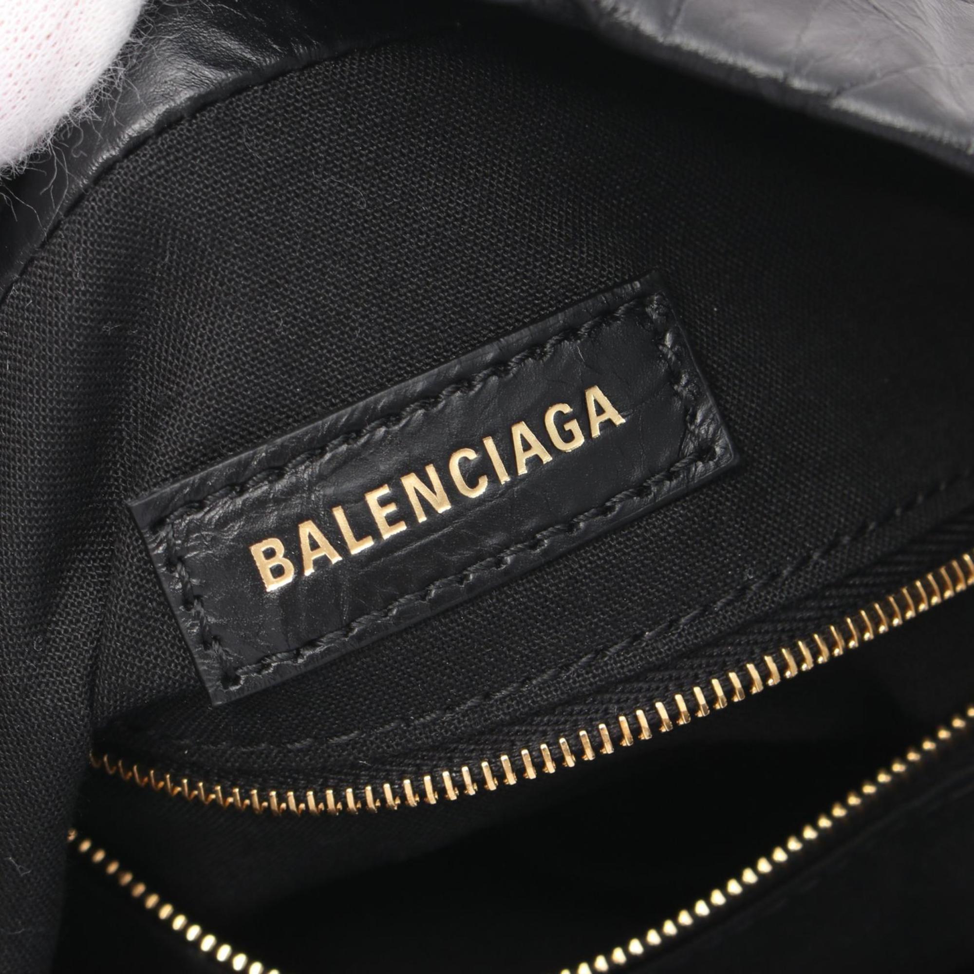 BALENCIAGA Crush Small Tote Bag Shoulder Leather Women's Black 742942210IT1000