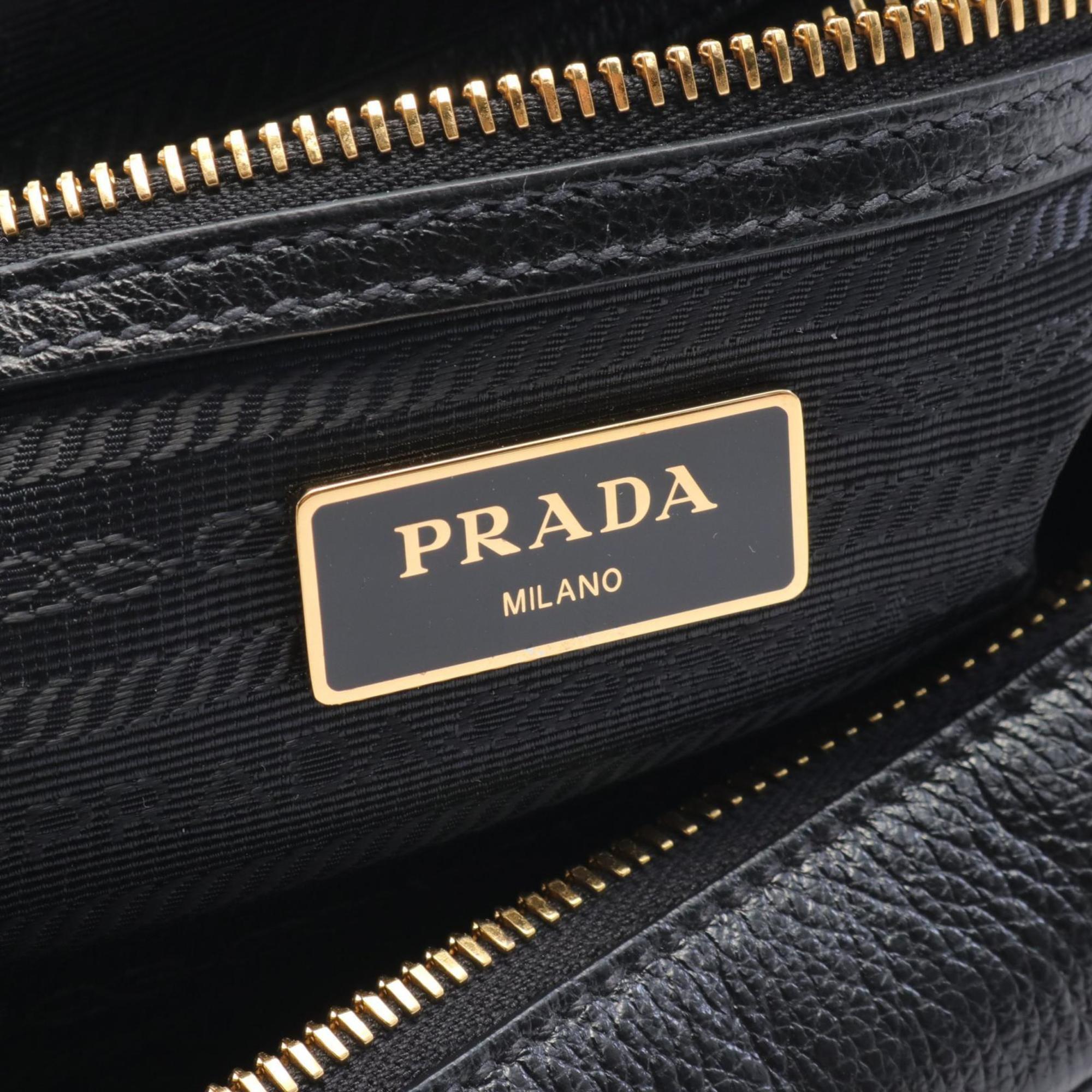 PRADA GLACE'CALF Shoulder Bag Leather Women's Black 1BH089