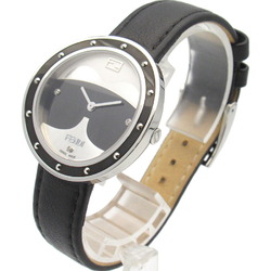 FENDI My Way Carlito Watch Stainless Steel Leather Strap Women's Black Silver F363021611D1