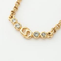 Christian Dior Dior CD Necklace GP (Gold Plated) Rhinestones Women's Gold Clear