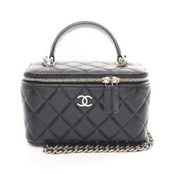 CHANEL Matelasse Shoulder Bag, Lambskin, Women's, Black, AP2199