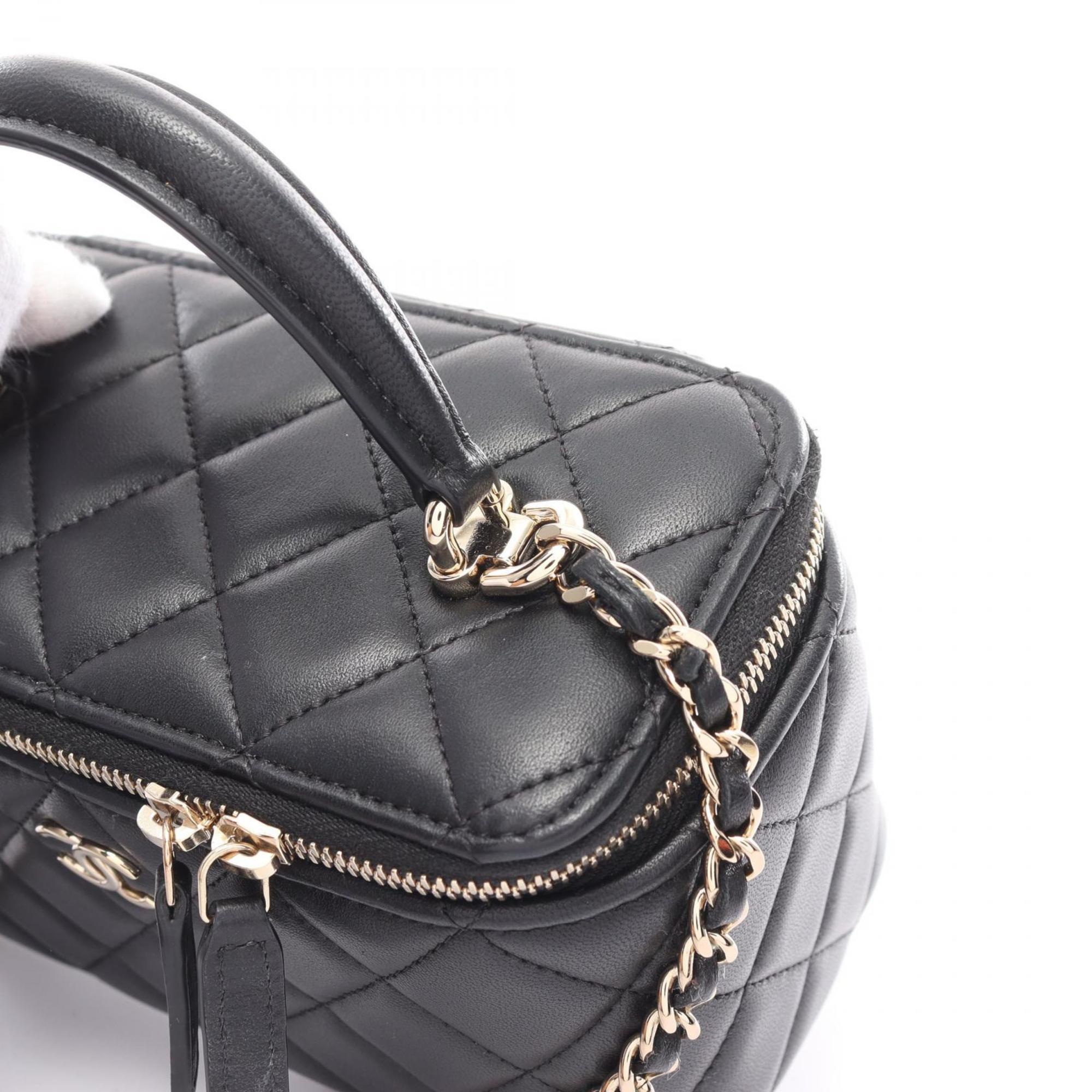 CHANEL Matelasse Shoulder Bag, Lambskin, Women's, Black, AP2199