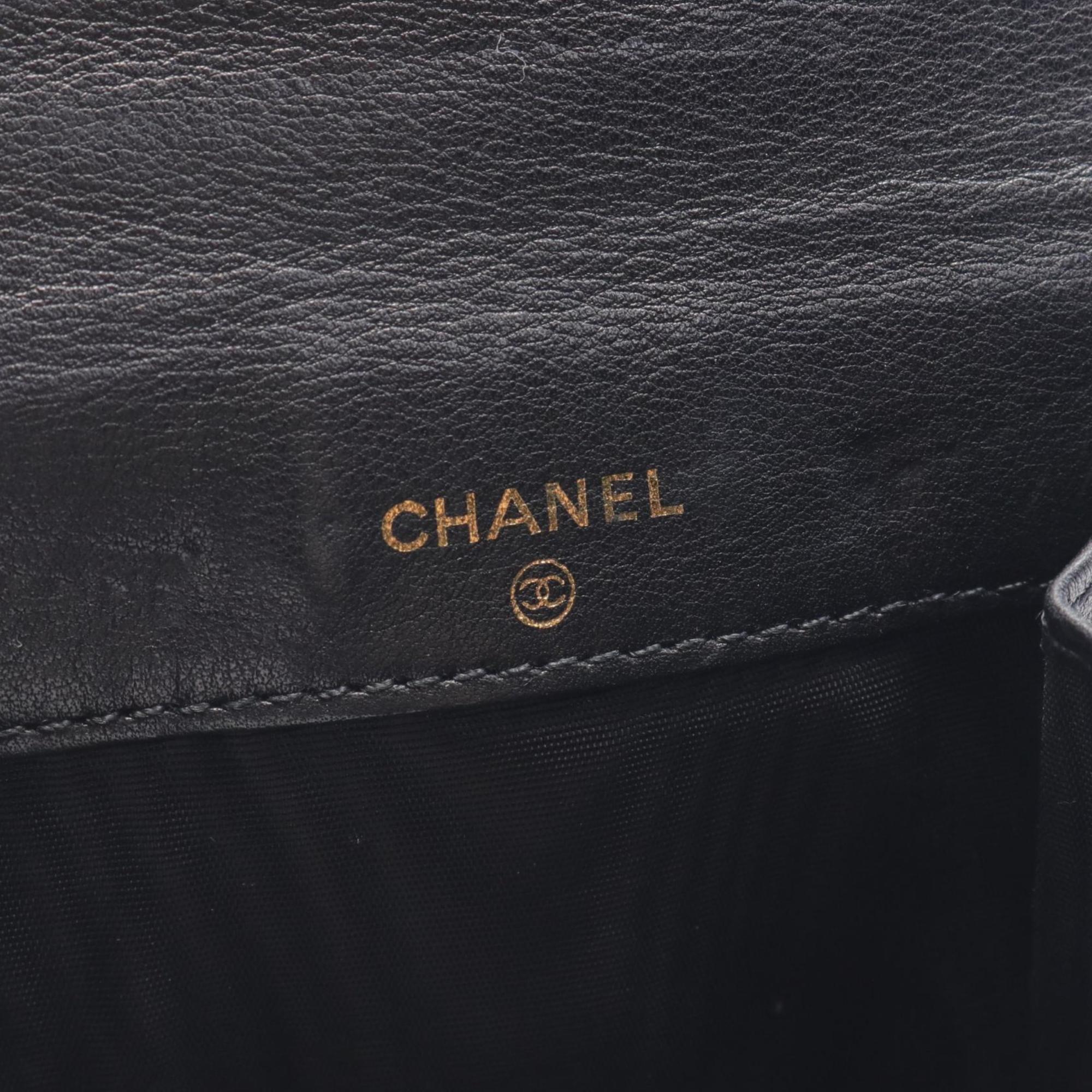 CHANEL Coco Mark Bi-fold Wallet Caviar Skin Women's Black