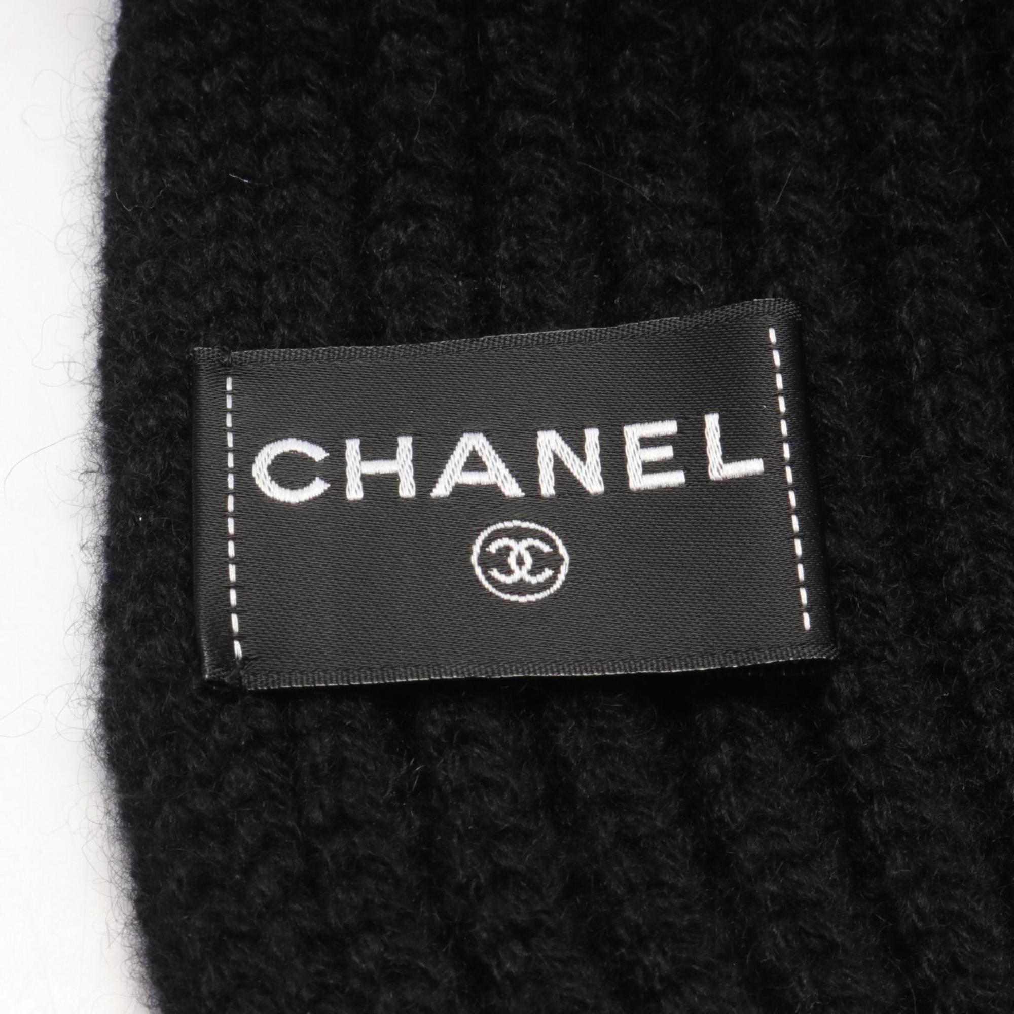 CHANEL Scarf Clothing Cashmere Women's Black