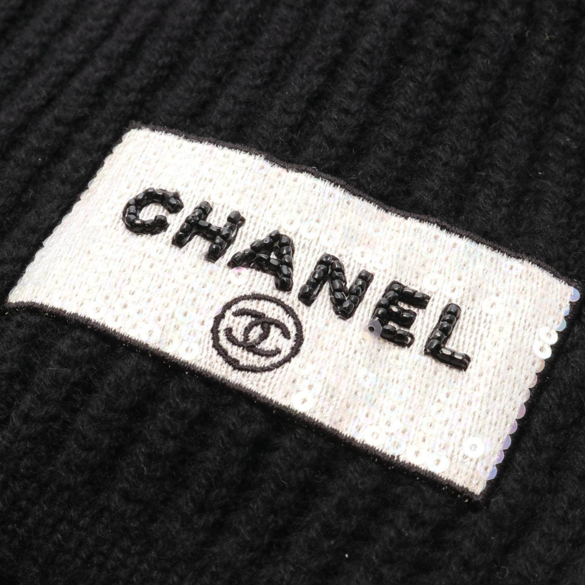 CHANEL Scarf Clothing Cashmere Women's Black