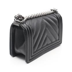 CHANEL Boy Chanel Small Chevron V-Stitch Shoulder Bag Caviar Skin (Grained Calf) Women's Black A67085