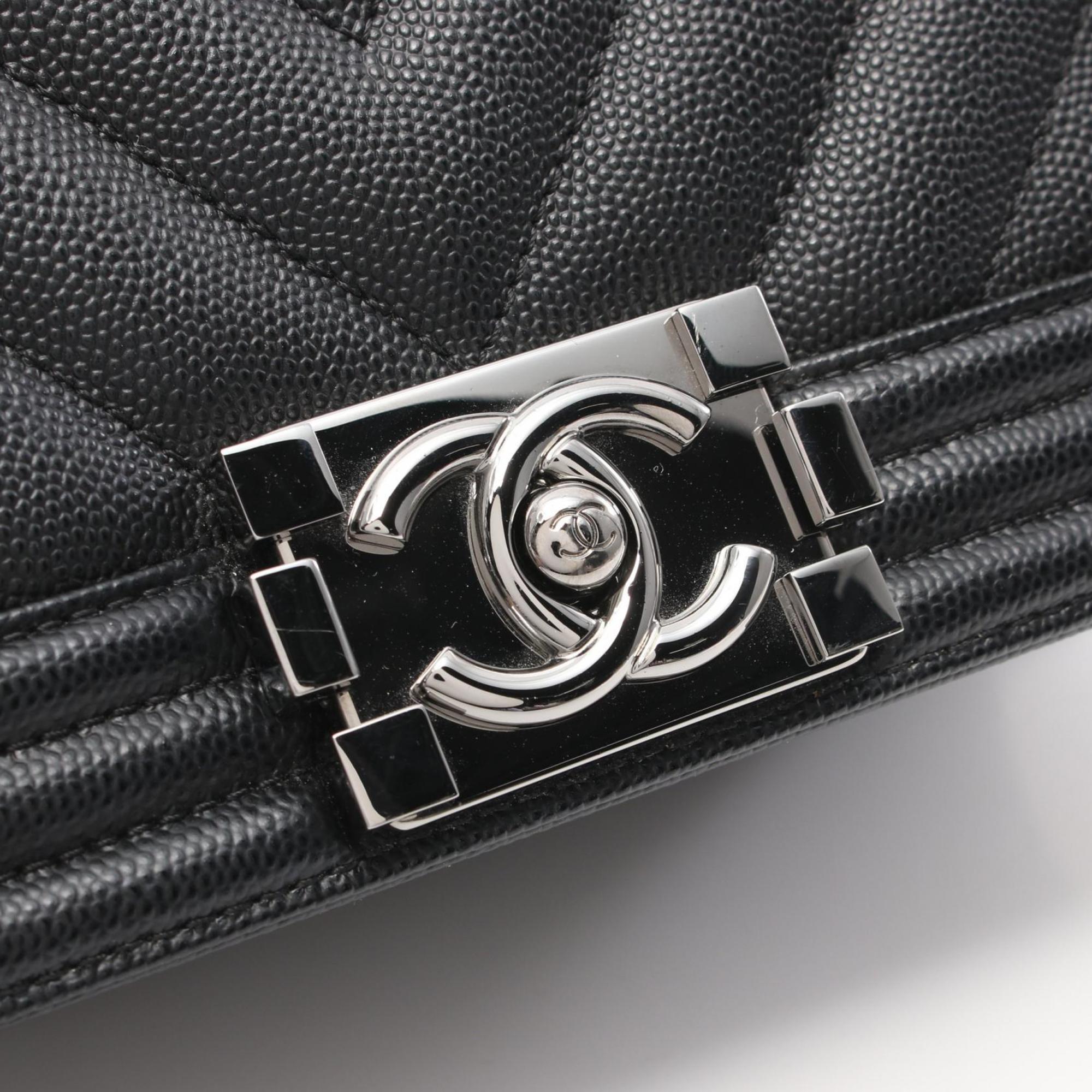 CHANEL Boy Chanel Small Chevron V-Stitch Shoulder Bag Caviar Skin (Grained Calf) Women's Black A67085