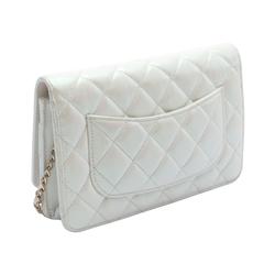 CHANEL Matelasse Shoulder Bag Leather Women's White