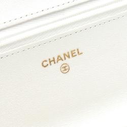 CHANEL Matelasse Shoulder Bag Leather Women's White