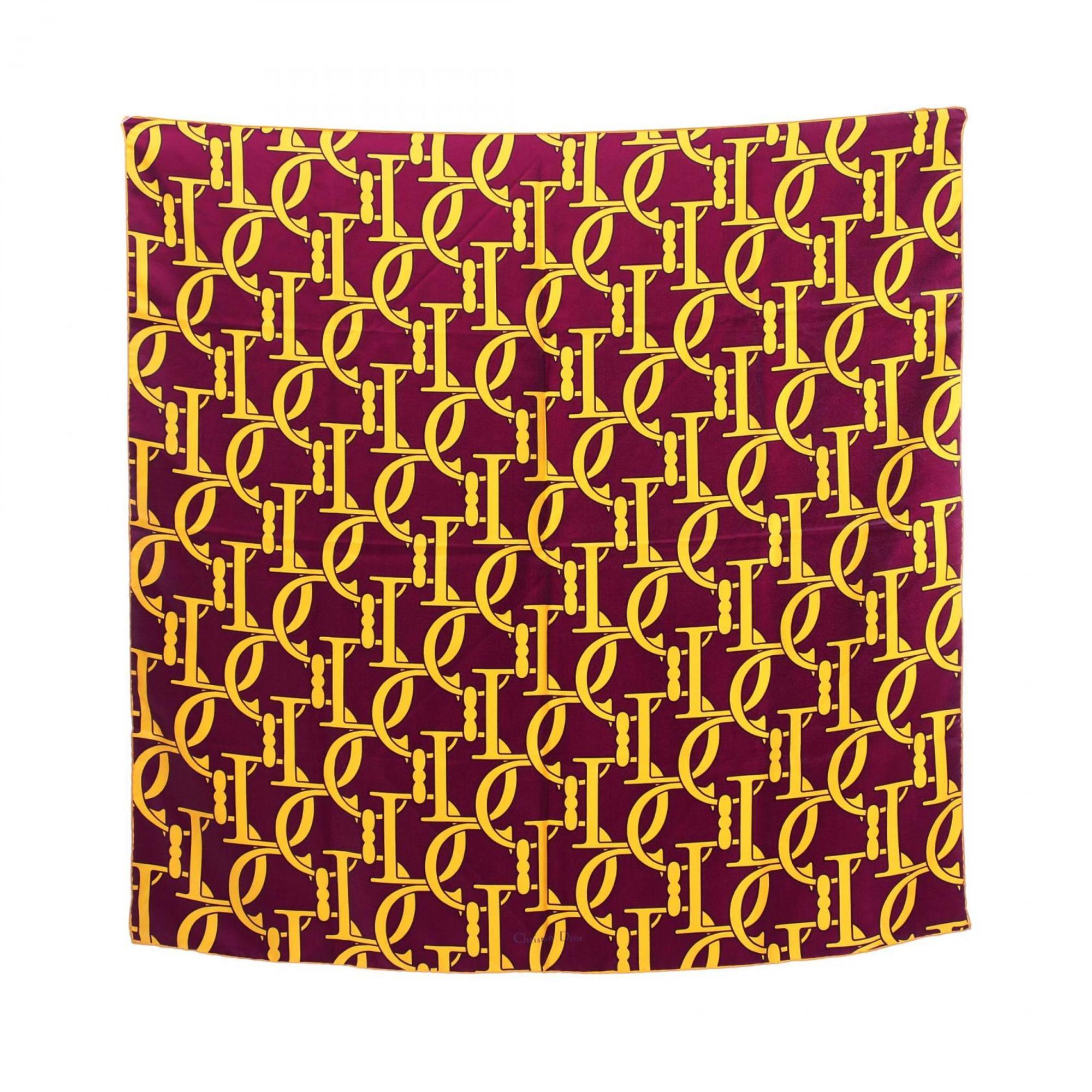 Christian Dior Dior CD Malice Pearl Scarf Silk Women's Bordeaux Yellow