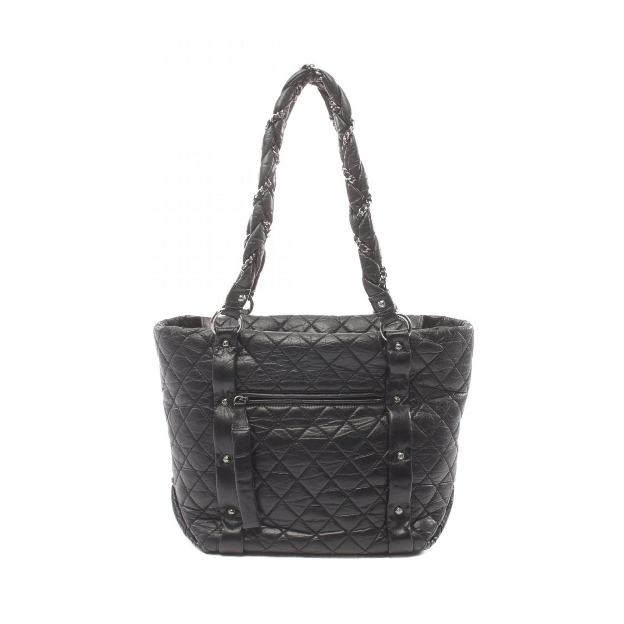 CHANEL Matelasse Tote Bag Leather Women's Black