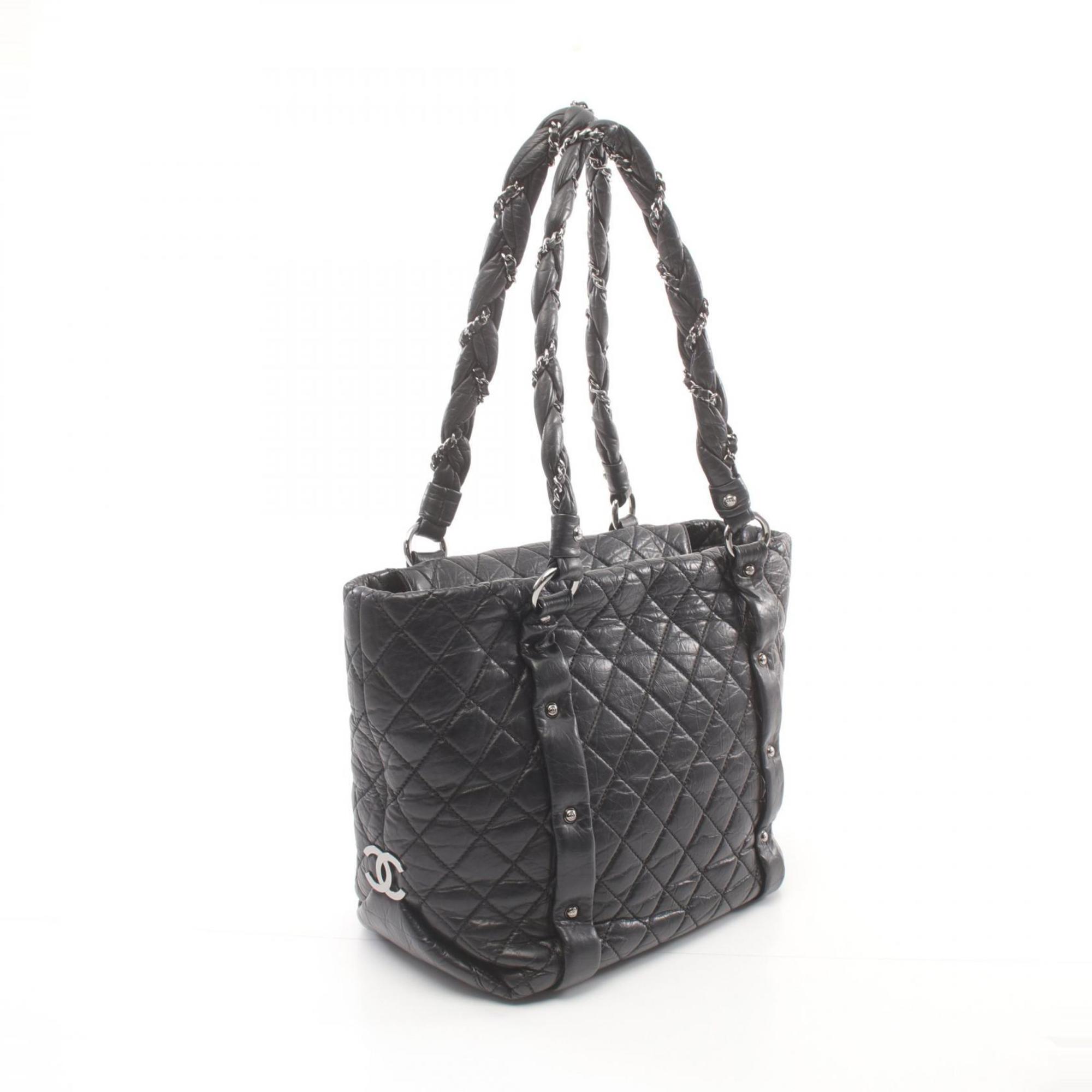 CHANEL Matelasse Tote Bag Leather Women's Black