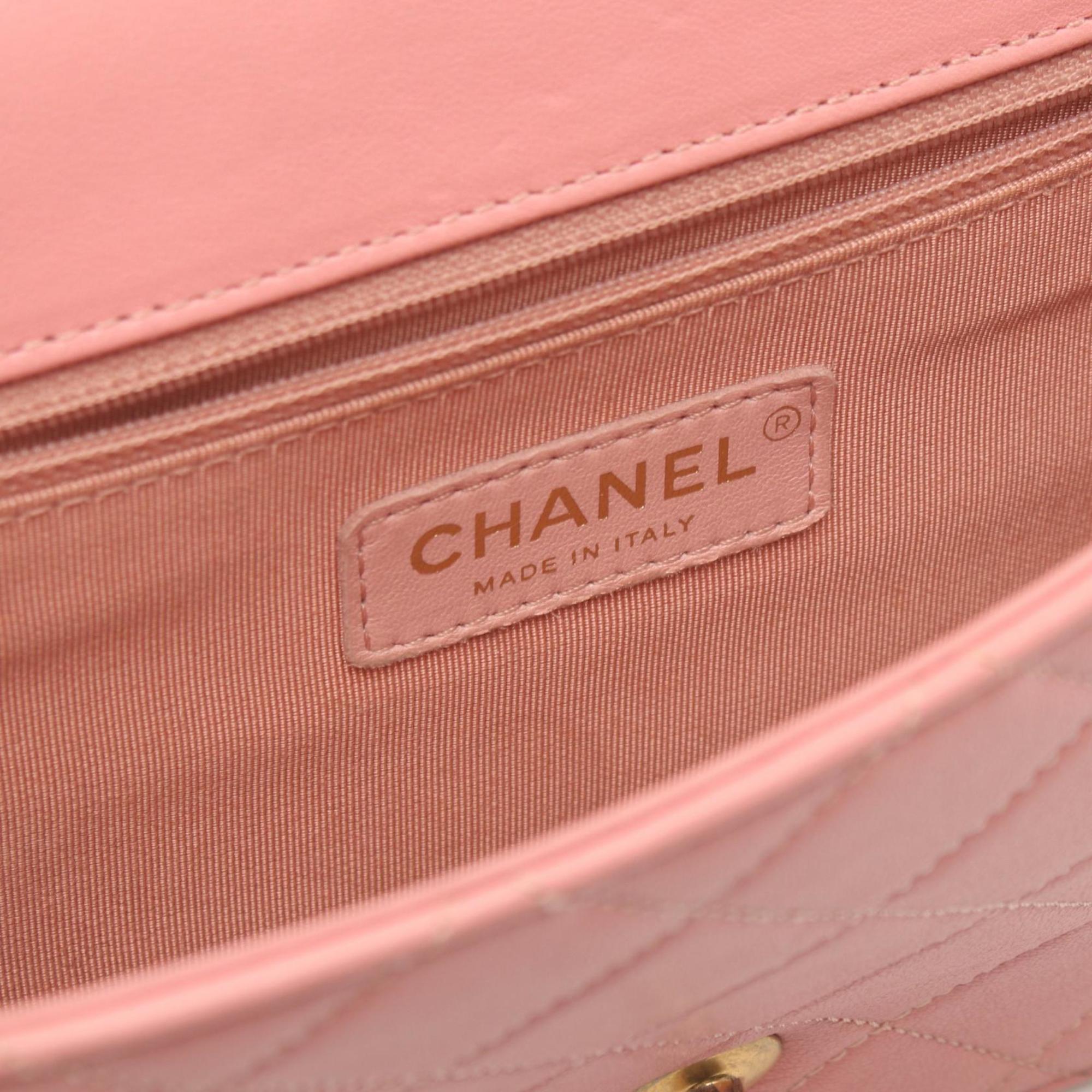 CHANEL Matelasse Shoulder Bag Leather Women's Pink