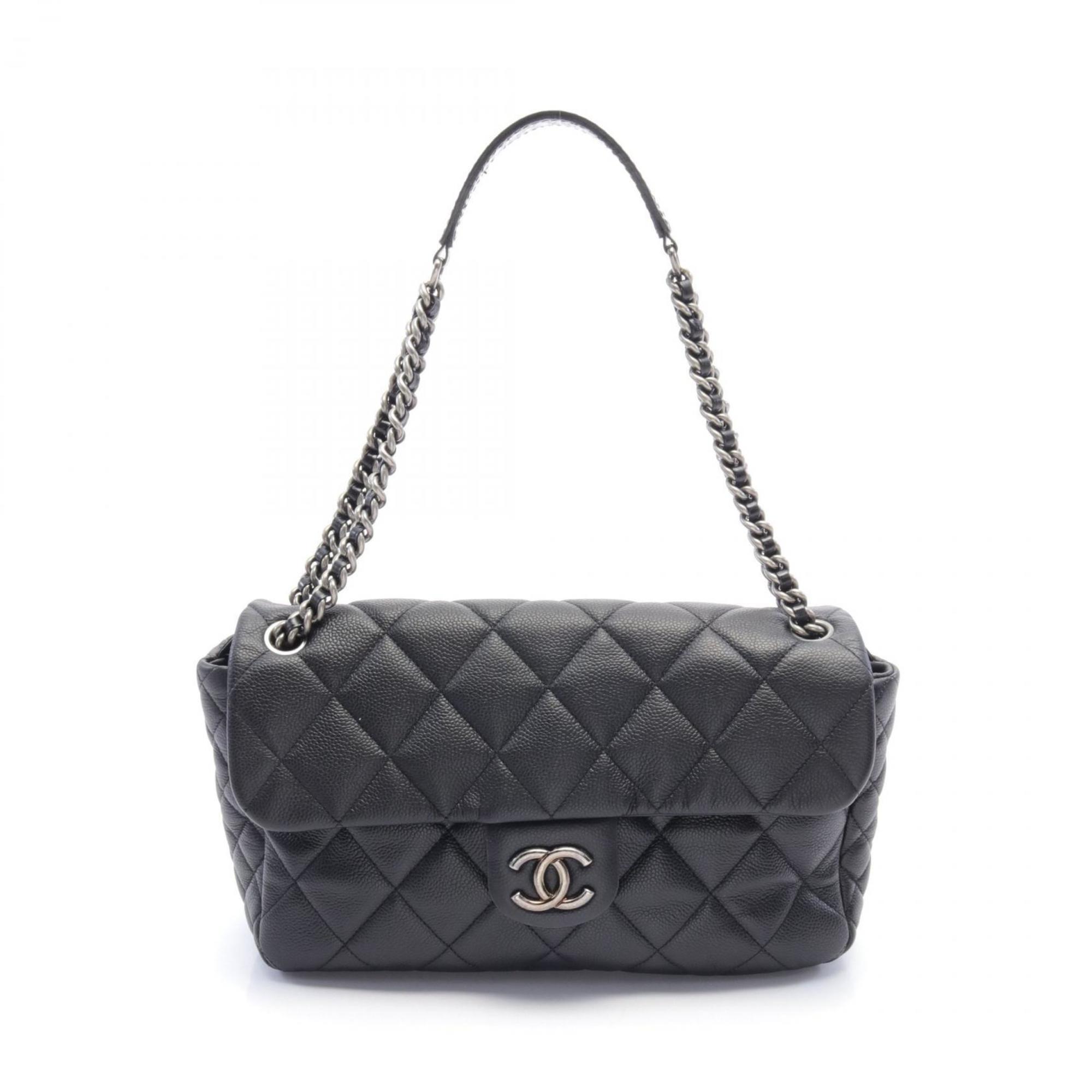 CHANEL Matelasse Shoulder Bag, Caviar Skin (Grained Calfskin), Women's, Black