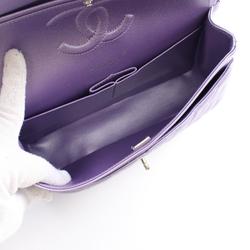 CHANEL Matelasse Double Flap Shoulder Bag, Lambskin, Women's, Purple, A01112