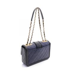 CHANEL Matelasse Shoulder Bag, Lambskin, Women's, Navy, Black