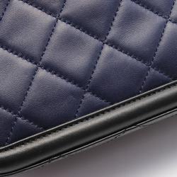 CHANEL Matelasse Shoulder Bag, Lambskin, Women's, Navy, Black