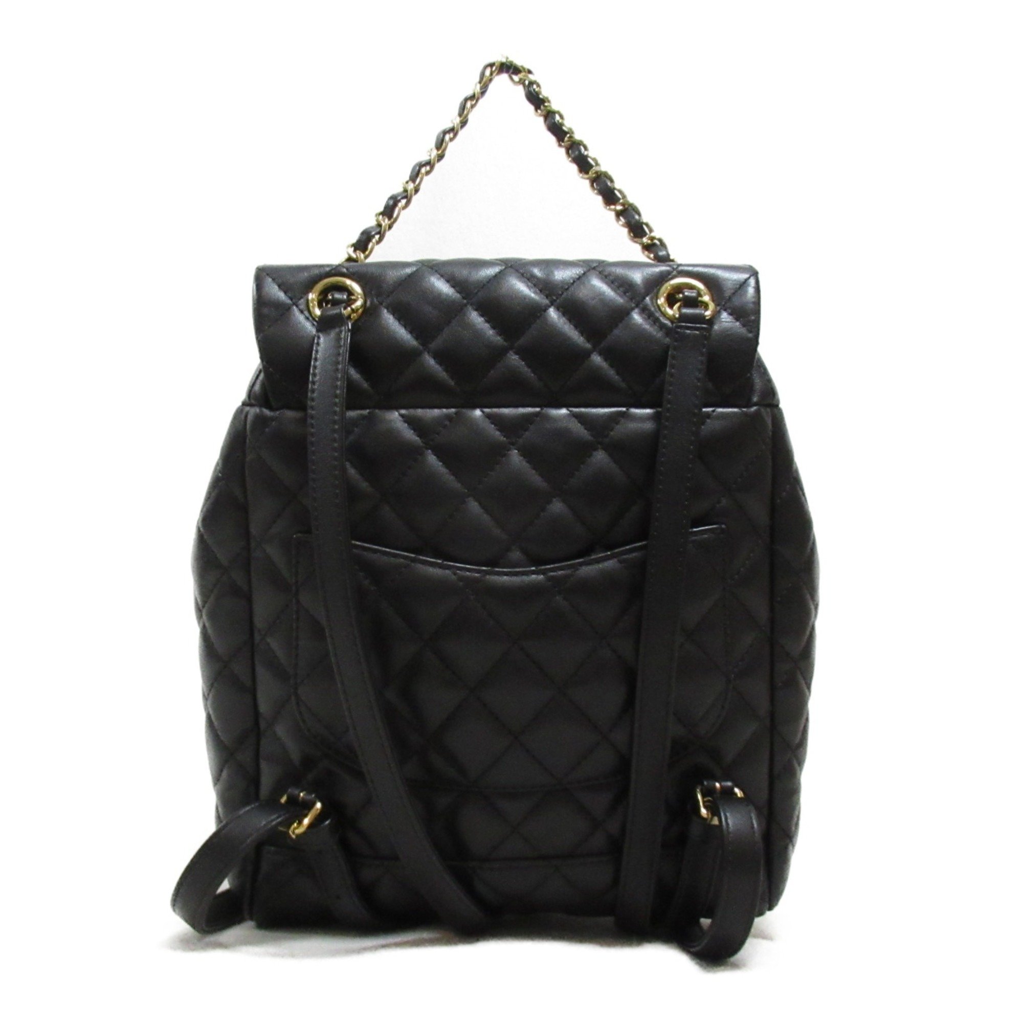 CHANEL Matelasse Backpack, Bag, Lambskin, Women's, Black