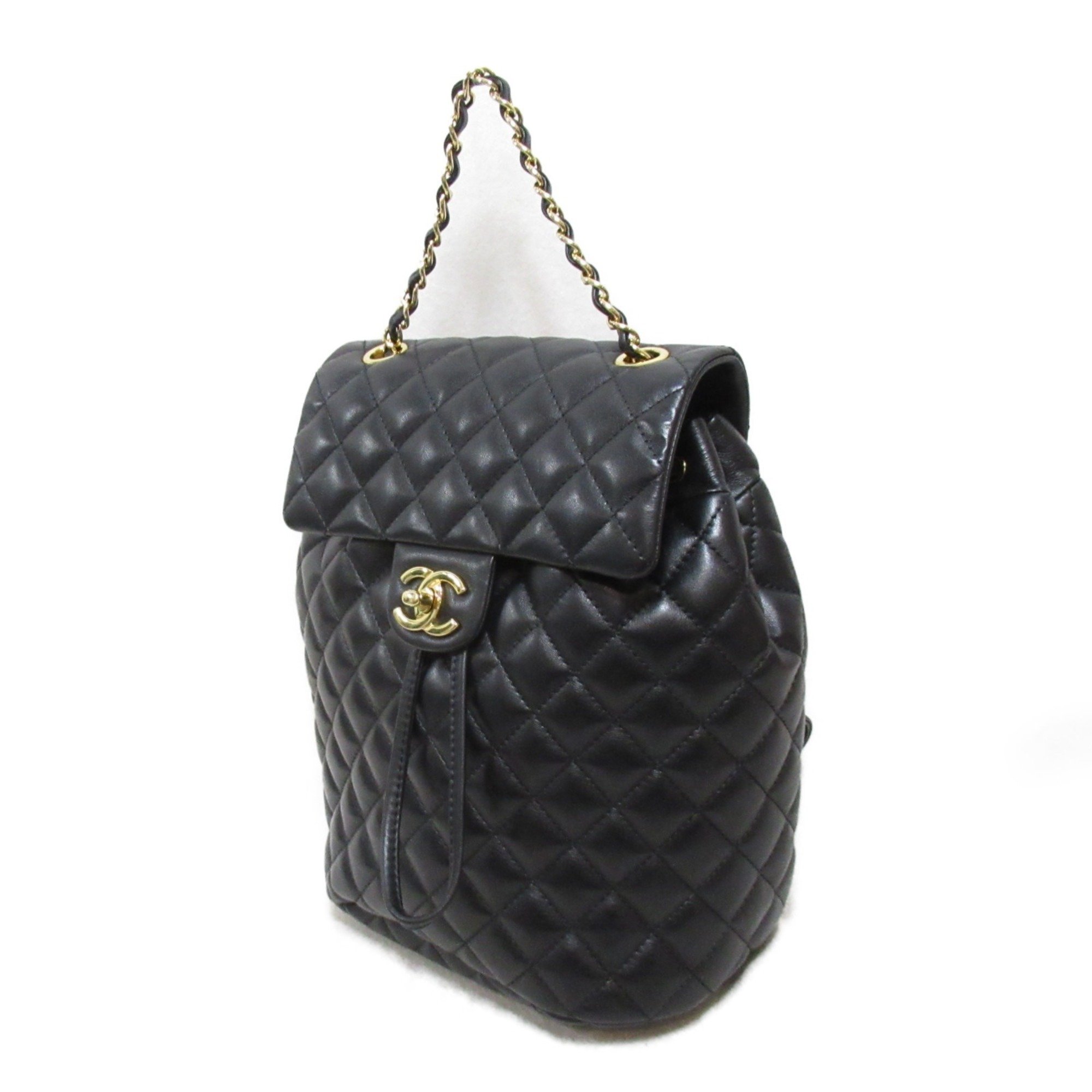 CHANEL Matelasse Backpack, Bag, Lambskin, Women's, Black