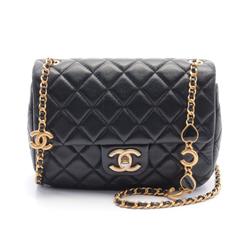 CHANEL Matelasse Shoulder Bag Leather Women's Black