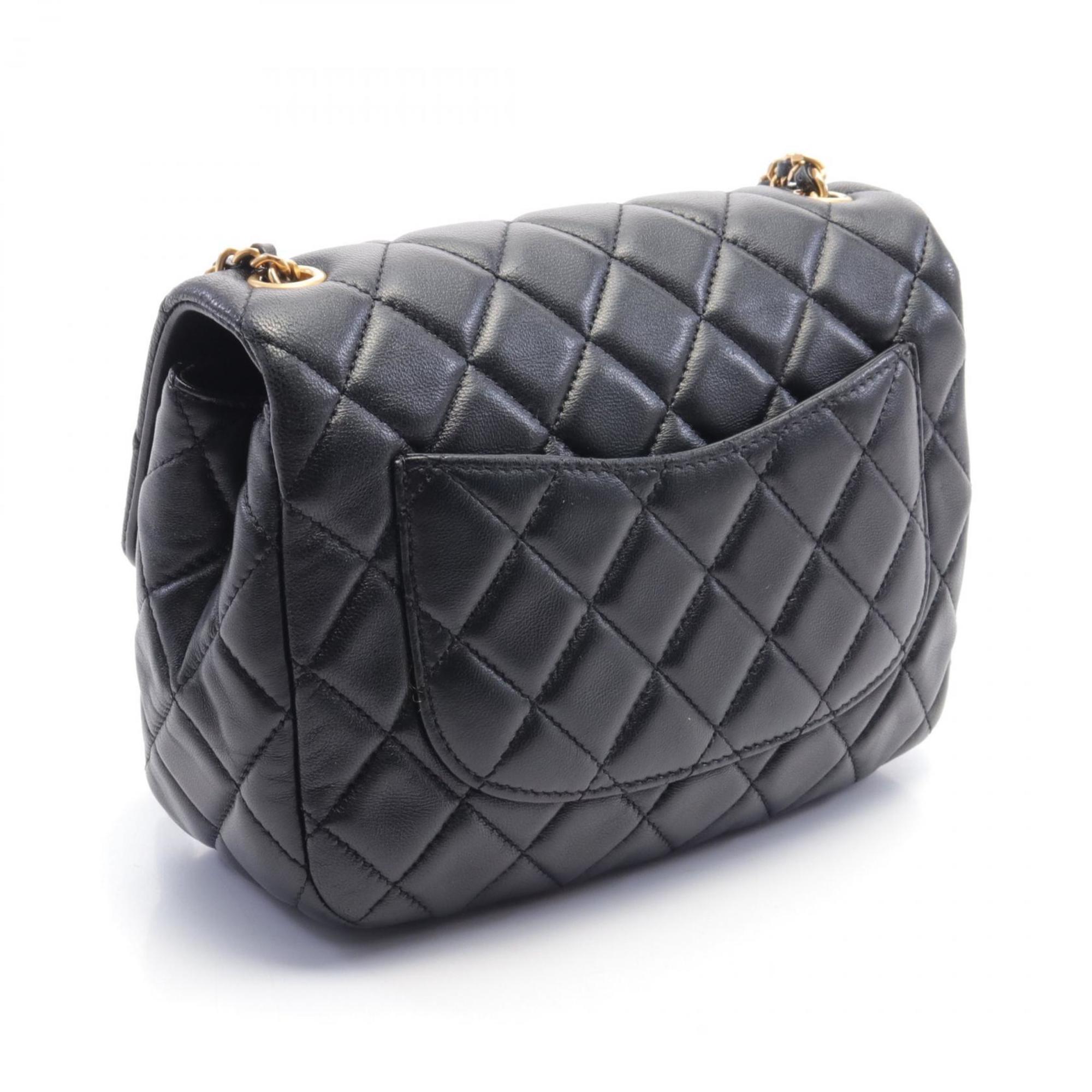 CHANEL Matelasse Shoulder Bag Leather Women's Black