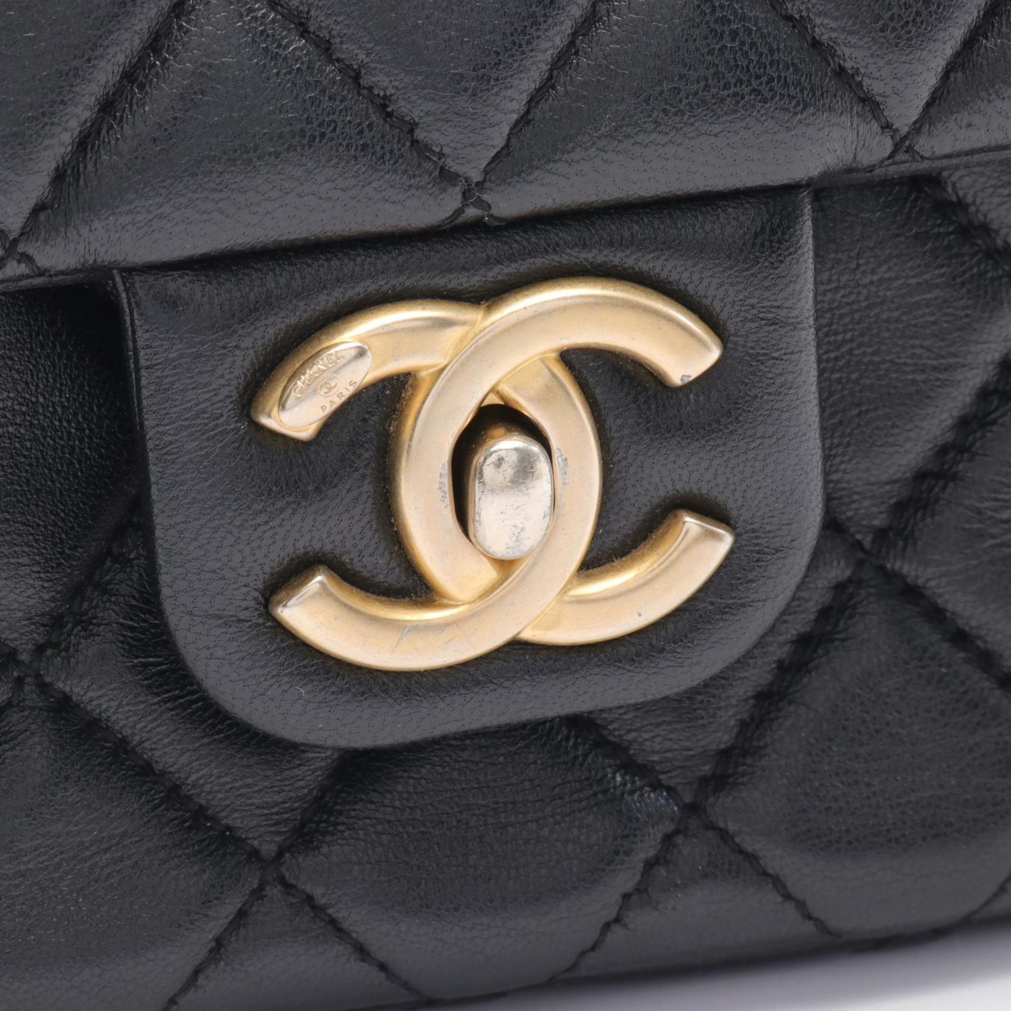 CHANEL Matelasse Shoulder Bag Leather Women's Black