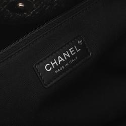 CHANEL Deauville Tote Bag Canvas Leather Women's Black A66941