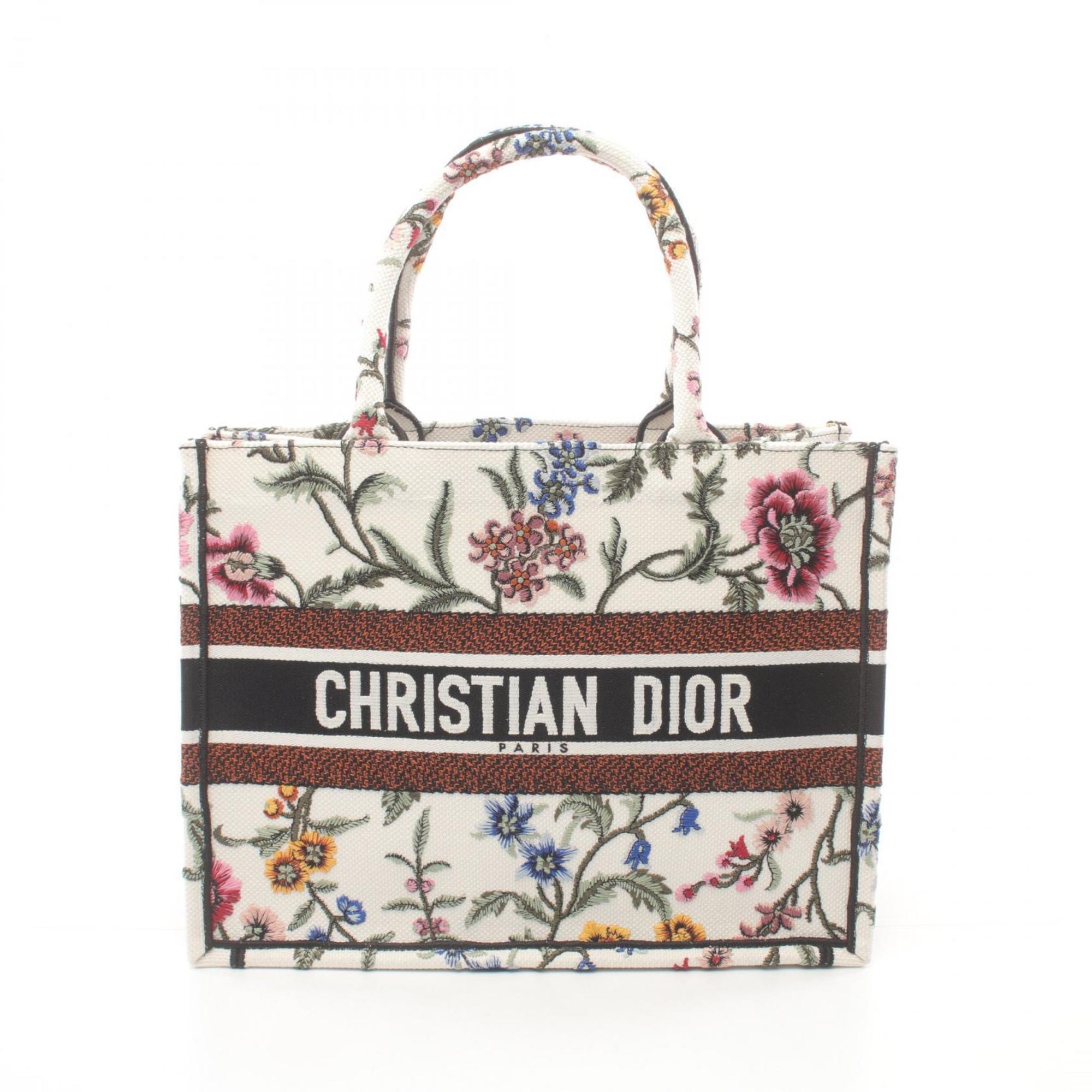 Christian Dior Dior BO TOTE Book Tote Medium Bag Canvas Women's White Multicolor