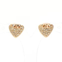 Christian Dior Dior CD Earrings GP (Gold Plated) Rhinestones Women's Gold Clear