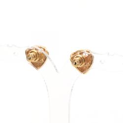 Christian Dior Dior CD Earrings GP (Gold Plated) Rhinestones Women's Gold Clear