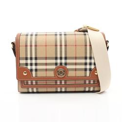 Burberry BURBERRY NOTE Check Shoulder Bag Coated Canvas Leather Women's Beige Multicolor 8092067