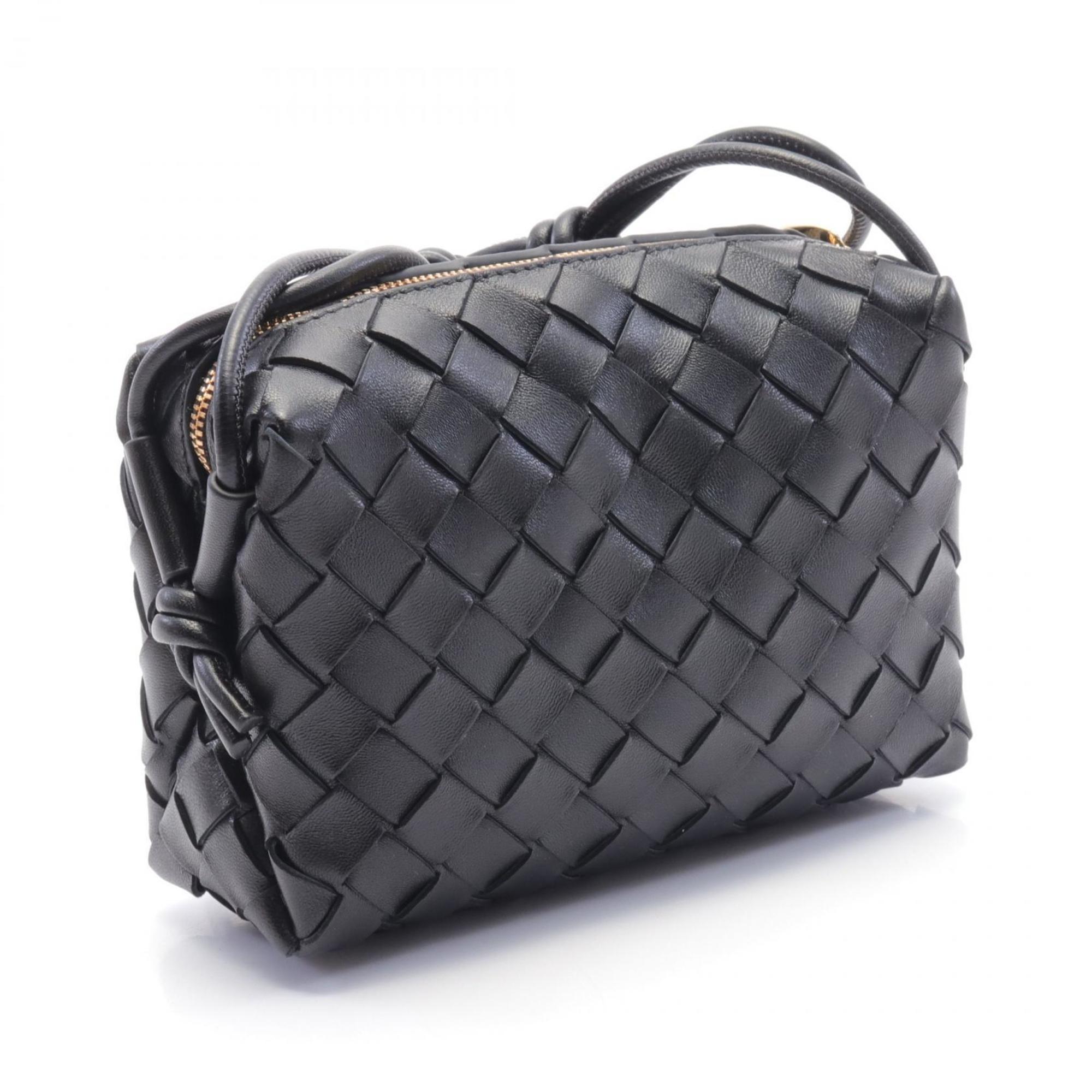 BOTTEGA VENETA Intrecciato Loop Camera Bag Shoulder Leather Women's Black 723547V1G118425