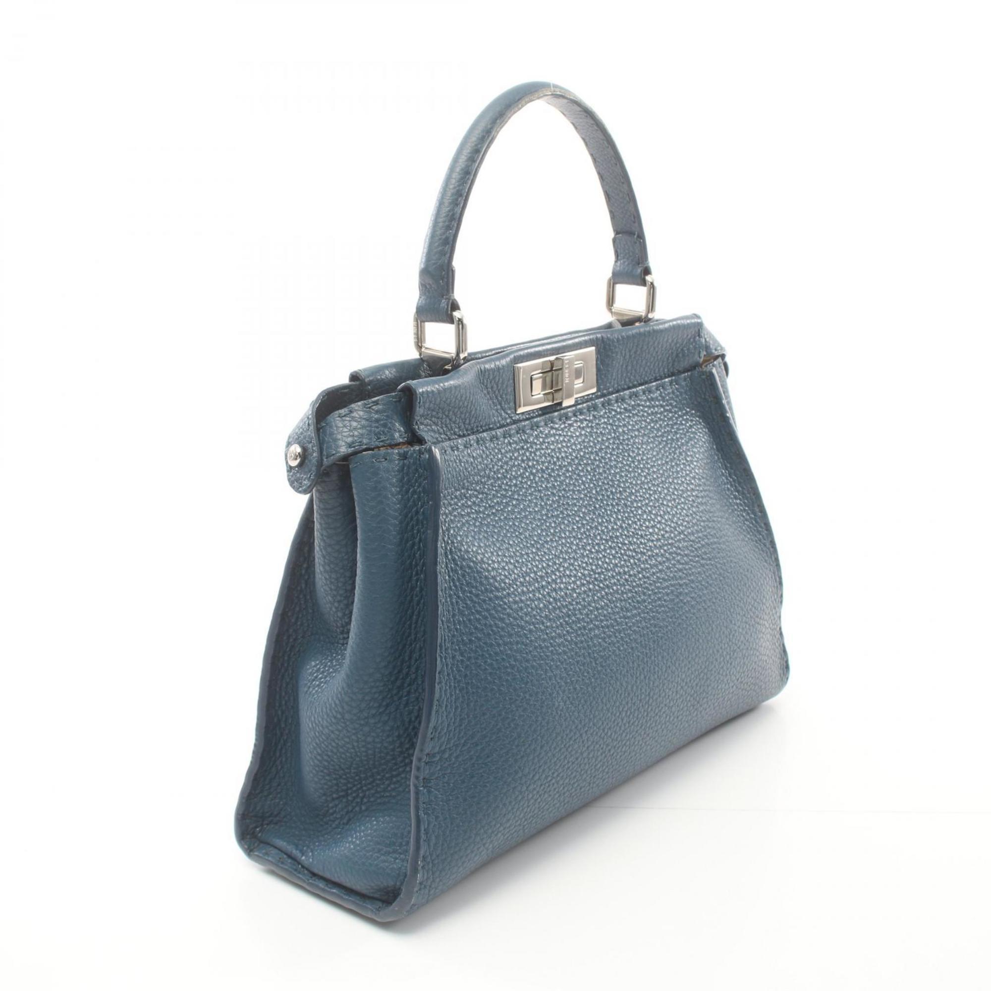 FENDI Peekaboo Regular Handbag Bag Leather Women's Blue 8BN226