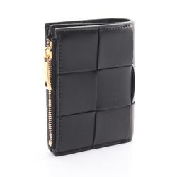 BOTTEGA VENETA Small Cassette Maxi Intrecciato Bi-fold Wallet Leather Women's Black 742698VCQC48425