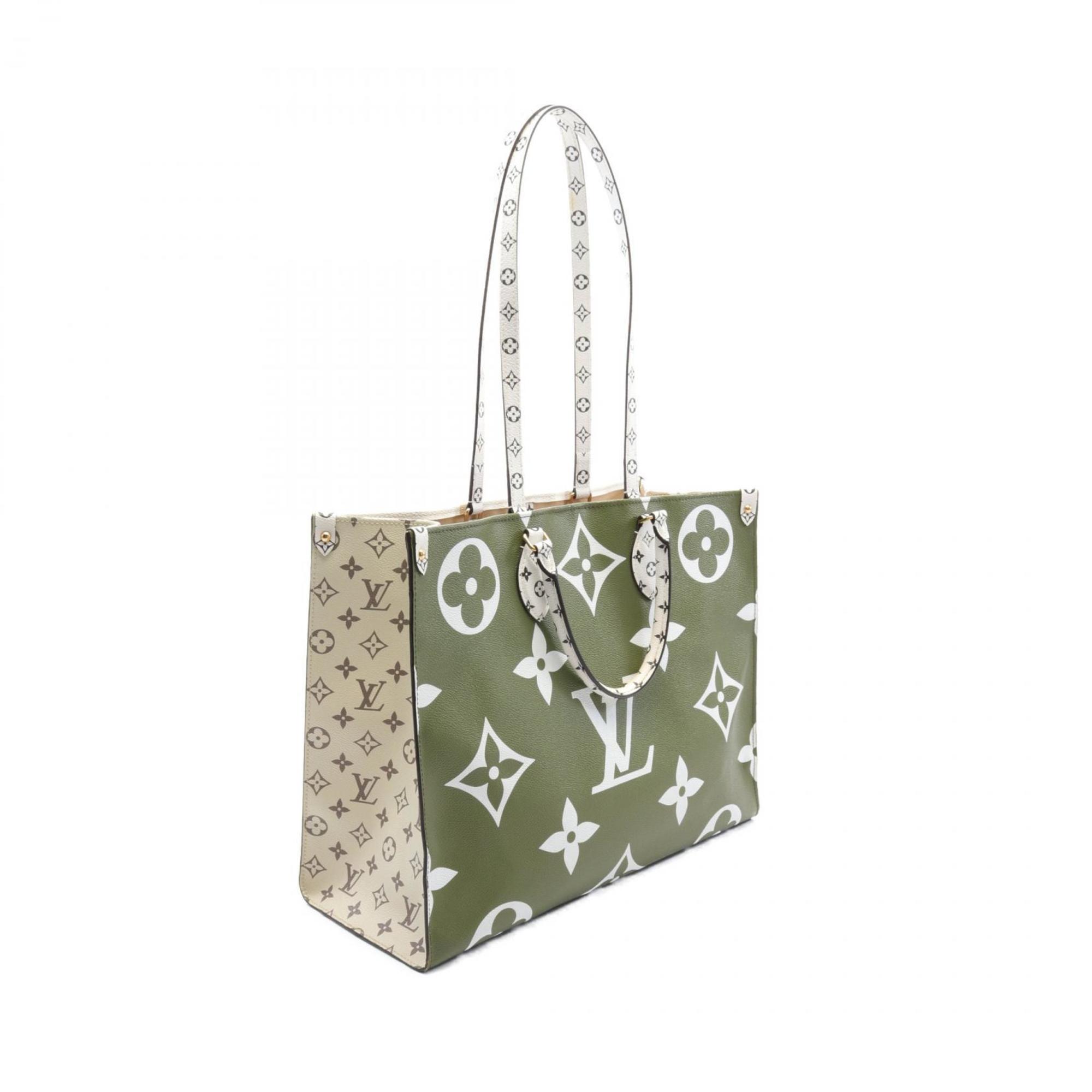 LOUIS VUITTON On the Go GM Giant Monogram Tote Bag Coated Canvas Leather Women's White Khaki Multicolor M44571