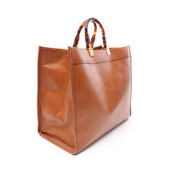 FENDI Sunshine Large Tote Bag Leather Women's Brown 8BH372