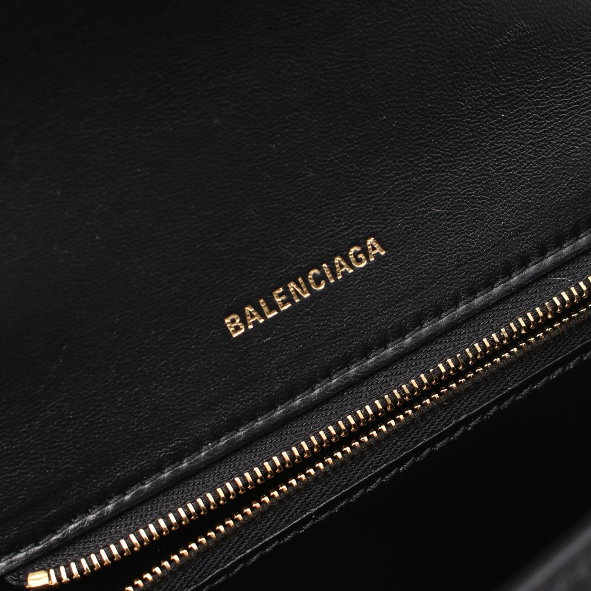 BALENCIAGA Hourglass Small Bag Handbag Leather Women's Black 5935461QJ4M1000